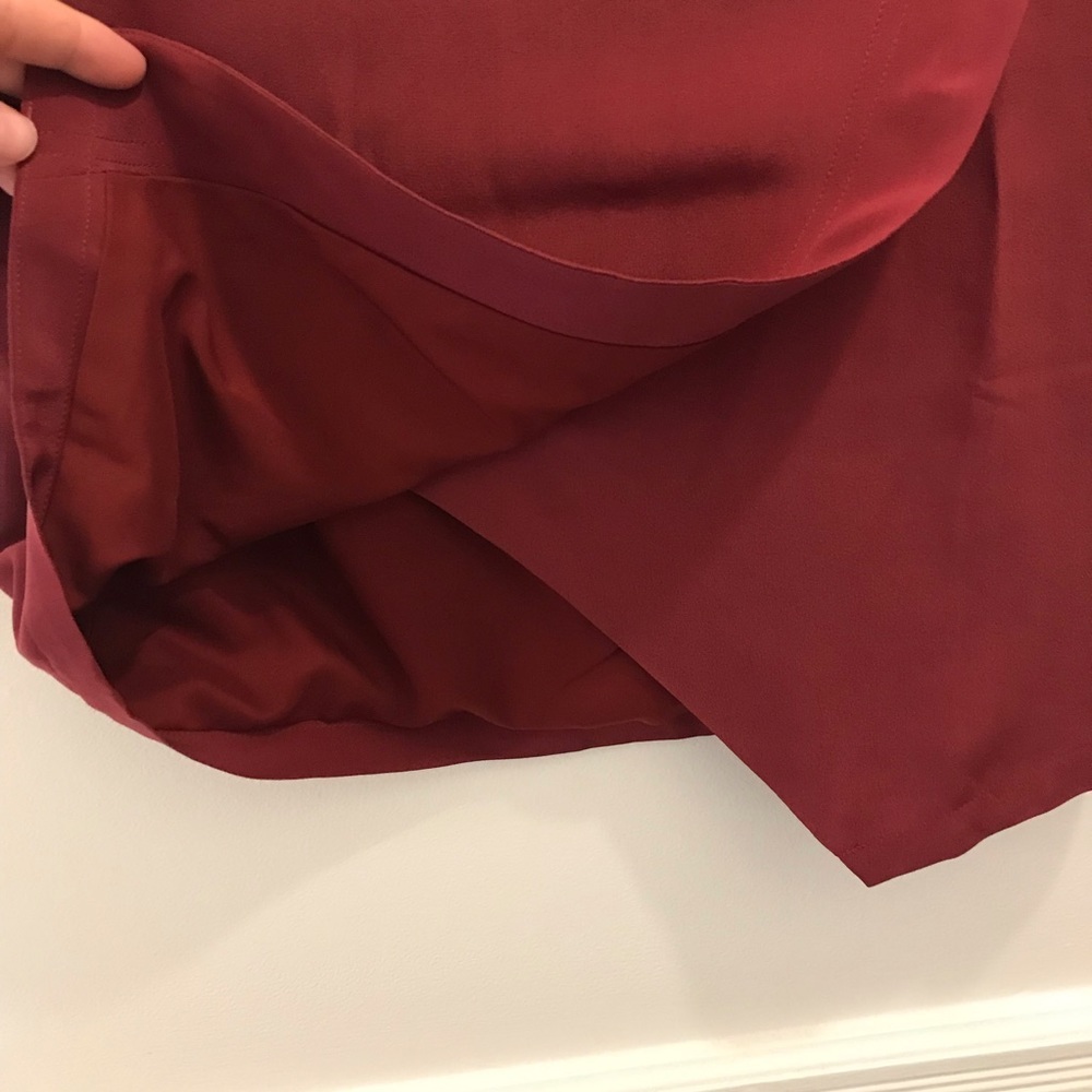 NWT Madewell Parkway Skirt XS Mini Silk red oxblood burgundy wine wrap - Picture 6 of 10